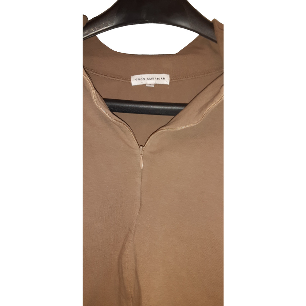 NWT - Good American Essential Zip Mock Long Sleeve Top in Putty Size: 4 - Picture 5 of 8